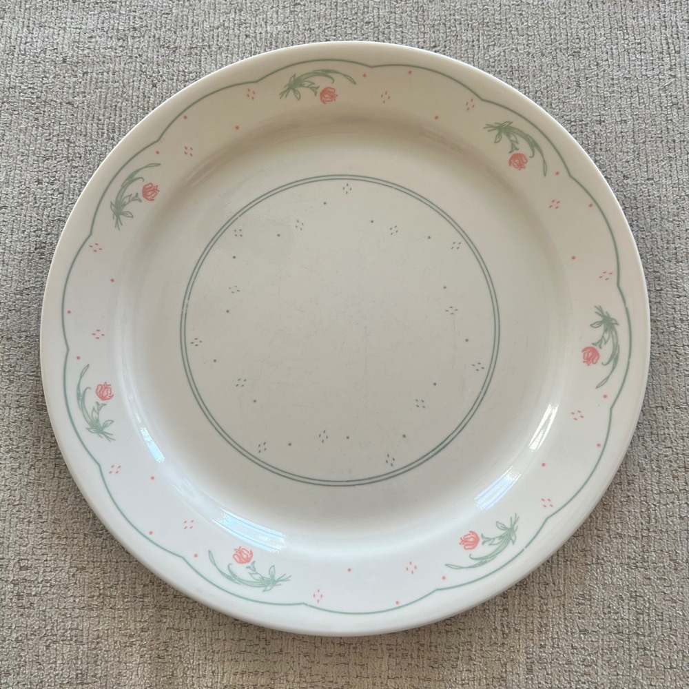Corelle Calico Rose Dinner Plate Vitrelle Glass Floral 10.25 Inch Vintage